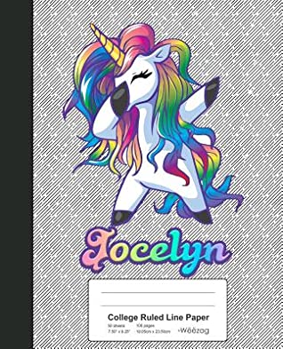 Read Online College Ruled Line Paper: JOCELYN Unicorn Rainbow Notebook -  file in PDF